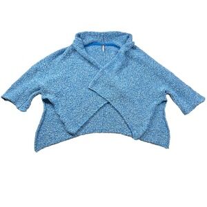Free People‎ Sweater Womens XS Open Front Cardigan Slouchy Oversized Baggy Blue